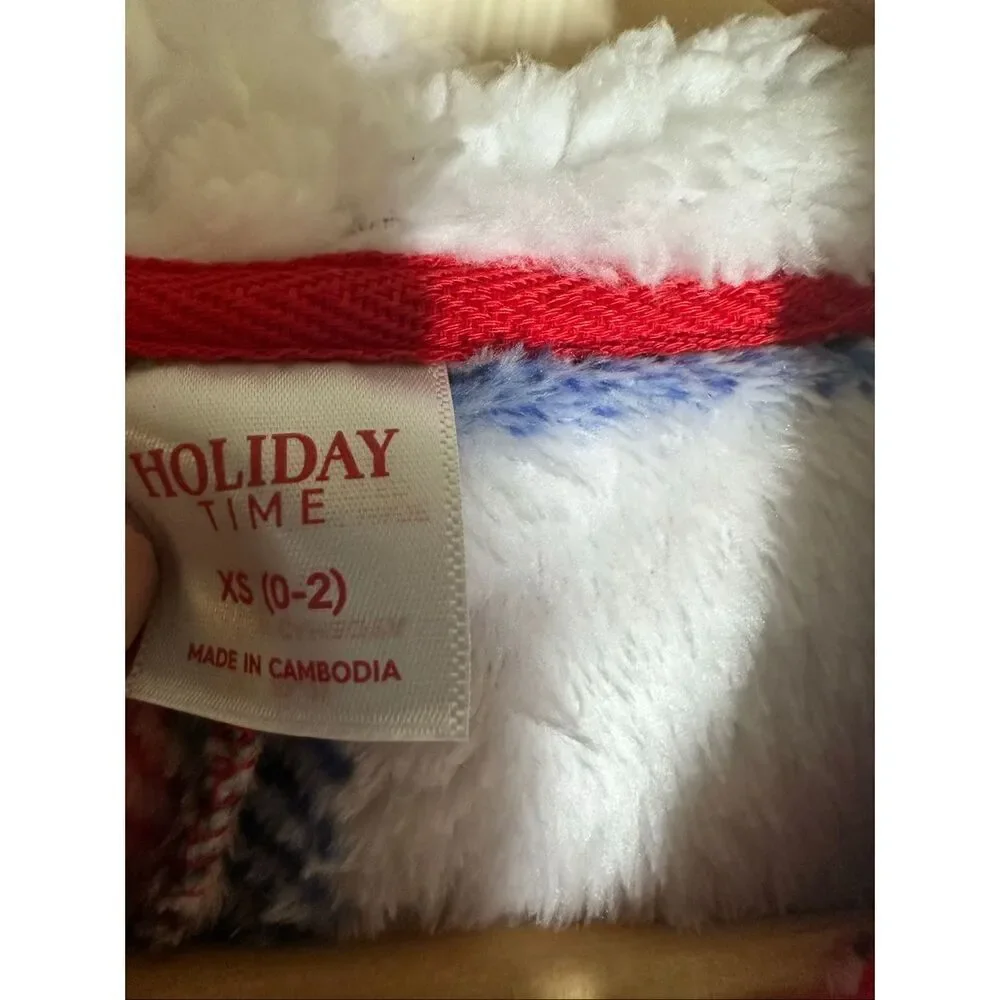 Holiday Time Red White and Green Plaid Pajama One Piece Size XS New